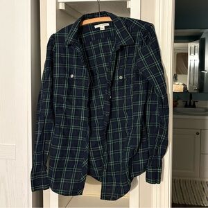 Banana Republic Dark Blue and Green Plaid Shirt